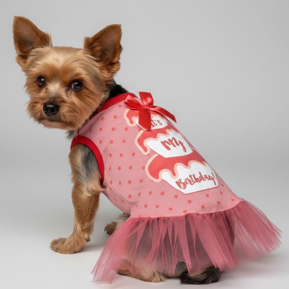 ITS MY BIRTHDAY Pink Doggy Tutu Dress - Picture 1 of 8